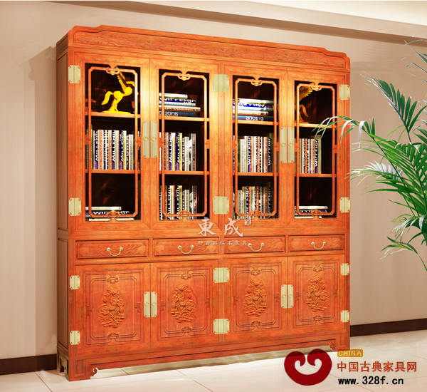 緬甸花梨荷韻書柜 