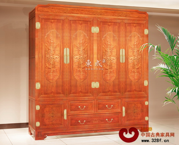 緬甸花梨荷韻衣柜