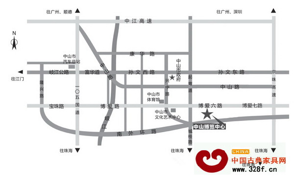 2015中山紅博會主會場(中山博覽中心)交通地圖 2015中山紅博會主會場(中山博覽中心)交通地圖