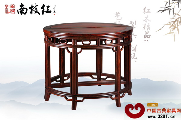 南枝紅紅木獲獎(jiǎng)產(chǎn)品“大紅酸枝·明式枕環(huán)月牙桌” 南枝紅紅木獲獎(jiǎng)產(chǎn)品“大紅酸枝·明式枕環(huán)月牙桌”