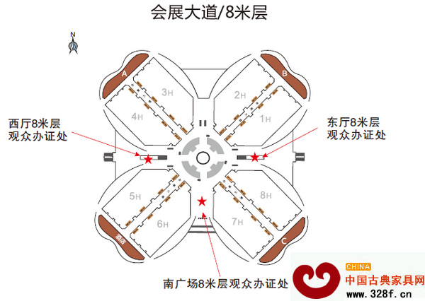 上海家具展展廳觀眾辦證處示意圖 上海家具展展廳觀眾辦證處示意圖