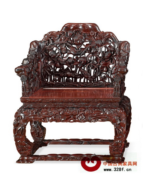 區氏臻品《小葉紫檀透雕蓮葉荷花紋寶座》 區氏臻品《小葉紫檀透雕蓮葉荷花紋寶座》