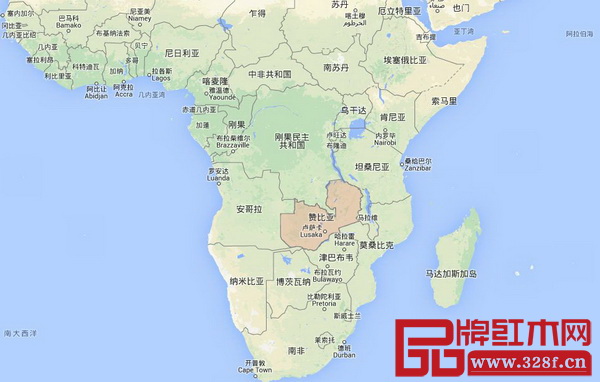 贊比亞在非洲的地理位置