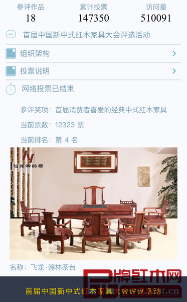 飛龍紅木以網絡投票第四名的優勢最終奪得大獎 飛龍紅木以網絡投票第四名的優勢最終奪得大獎