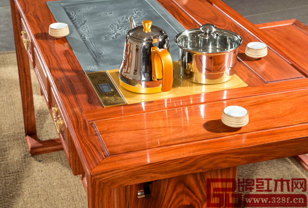 水雨軒功夫茶臺燒水爐具與茶盤細節展示