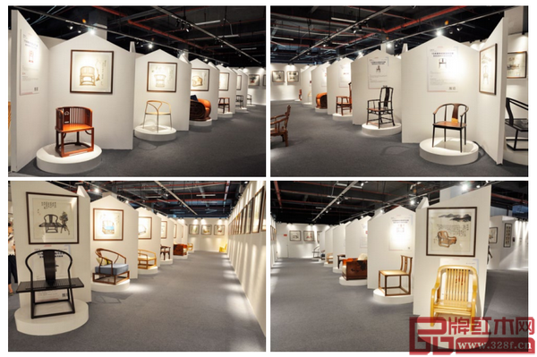 “景初新中式家具書畫展”和“15年新中式家具經典作品展”同期同地舉行，雅致的布局和氛圍給觀者帶來新穎又充滿文化韻味的多重體驗。60余幅新中式家具書畫作品整齊地環繞在觀者四周，創造出一個唯美的新中式書畫世界