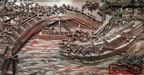 世界最長的老撾大紅酸枝深雕作品《清明上河圖》局部 世界最長的老撾大紅酸枝深雕作品《清明上河圖》局部