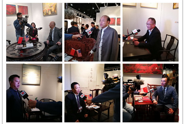 美國國家電視臺采訪受邀參加首屆當代經典紅木家具中美交流展的6家品牌代表