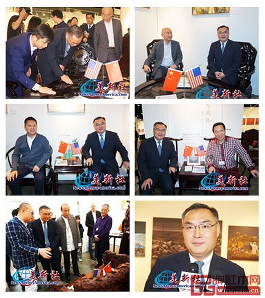 中國駐洛杉磯總領事張平參觀、落坐參展的紅木家具,并接受美新社的采訪 中國駐洛杉磯總領事張平參觀、落坐參展的紅木家具,并接受美新社的采訪