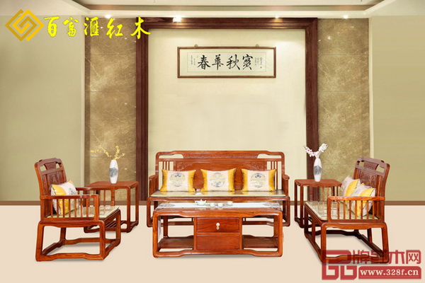 “2018匠心最美·新古典紅木家具·金獎”作品——百富匯《山居秋明沙發》 “2018匠心最美·新古典紅木家具·金獎”作品——百富匯《山居秋明沙發》