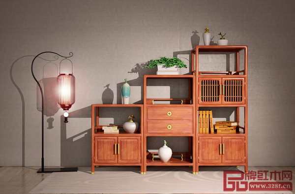  志成紅木《耕梨·景明三組合玄關柜》