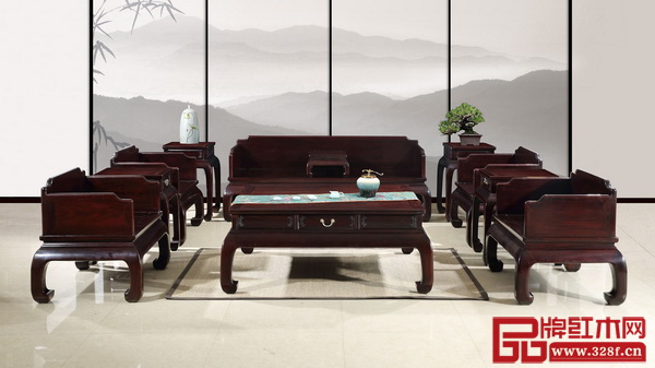 翰文紅木——三圍獨(dú)板羅漢沙發(fā)