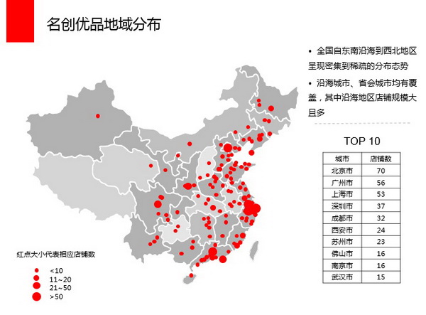 名創優品全國門店地域分布圖 名創優品全國門店地域分布圖