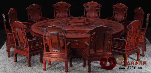 明堂紅木東莞名家具展參展作品——《花好世合大圓臺(tái)》