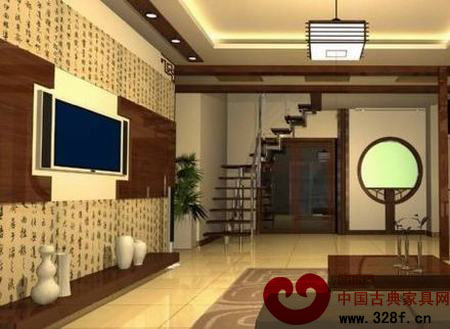 2013簡單中式客廳電視背景墻效果圖大全