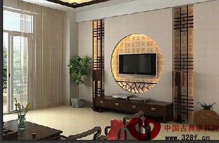 2013簡單中式客廳電視背景墻效果圖大全