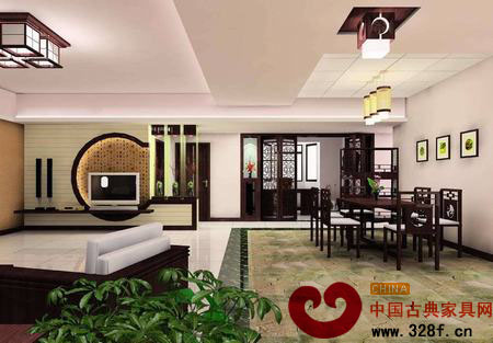 2013簡單中式客廳電視背景墻效果圖大全