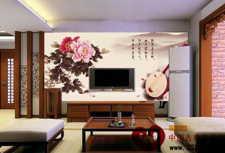 2013簡單中式客廳電視背景墻效果圖大全
