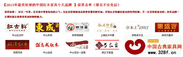 2013年最受歡迎的中國(guó)紅木家具十大品牌