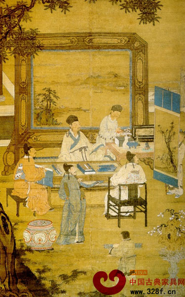 宋代《十八學士圖》矮靠背的玫瑰椅