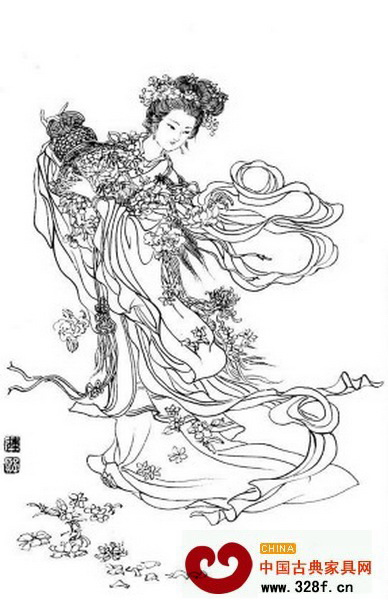 仙女提花籃作散花狀