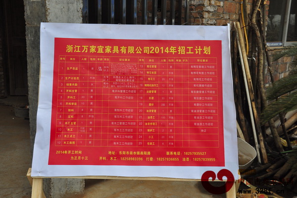 浙江萬家宜家具有限公司2014年招工計劃