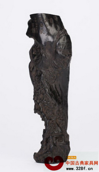 清早期 烏木山水人物隨形臂擱　L:22cm