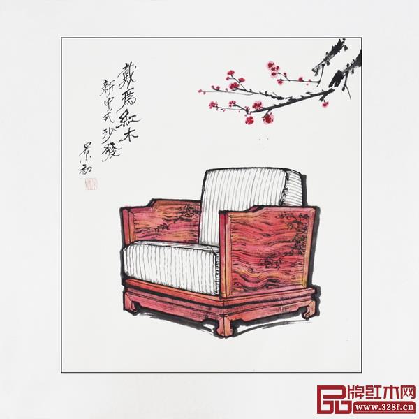 胡景初新中式家具書畫作品——東莞戴為紅木《新中式沙發(fā)》