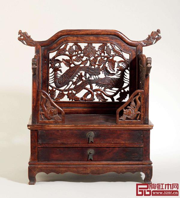 明 黃花梨鳳紋鏡臺 明 黃花梨鳳紋鏡臺