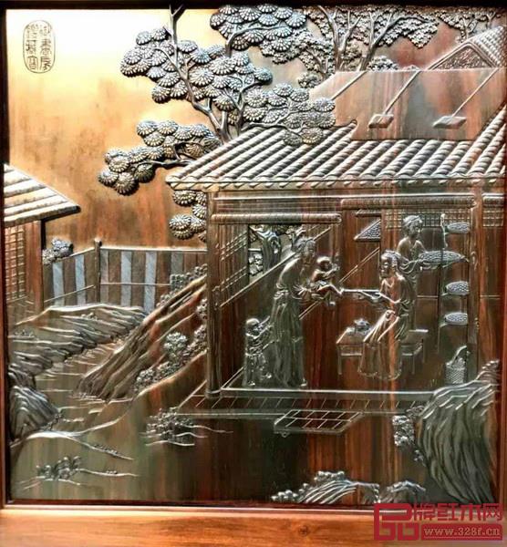 《中華耕織世紀大柜》桑織圖中的“二眠”畫面 《中華耕織世紀大柜》桑織圖中的“二眠”畫面