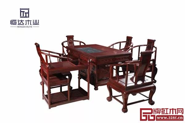 恒達木業:柬埔寨黑酸枝清沁齋1號茶桌 恒達木業:柬埔寨黑酸枝清沁齋1號茶桌