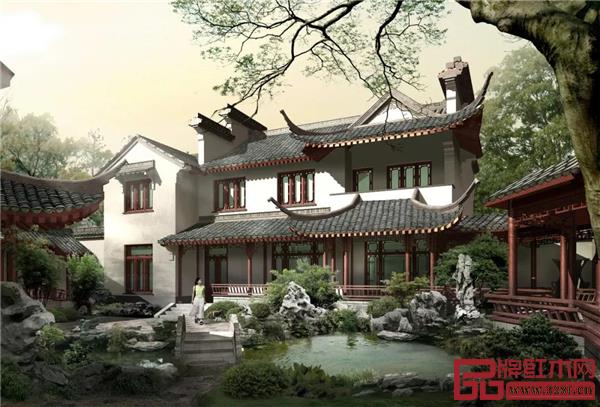 水墨浸染下的庭院