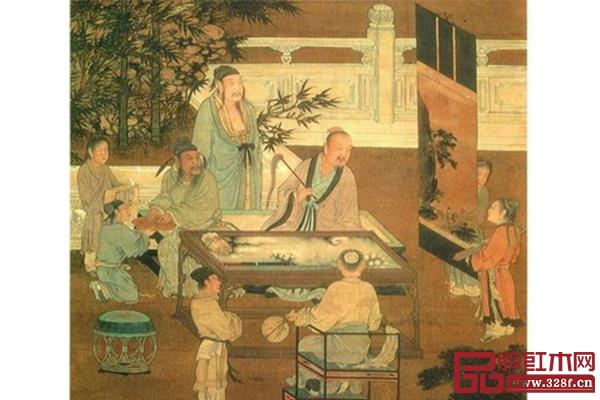 宋畫里出現諸多不同功能的家具(《十八學士圖·觀畫》) 宋畫里出現諸多不同功能的家具(《十八學士圖·觀畫》)
