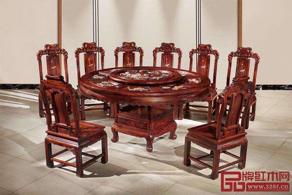 無名紅木黑酸枝精品《荷韻系列圓臺》 無名紅木黑酸枝精品《荷韻系列圓臺》