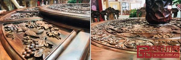 明山堂展館這次展出的精品家具有“和和美美”系列和“喜上眉梢”系列等