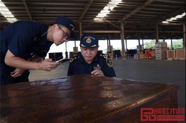 天津海關所屬新港海關查獲一批檀木偽報杉木的貨物 天津海關所屬新港海關查獲一批檀木偽報杉木的貨物