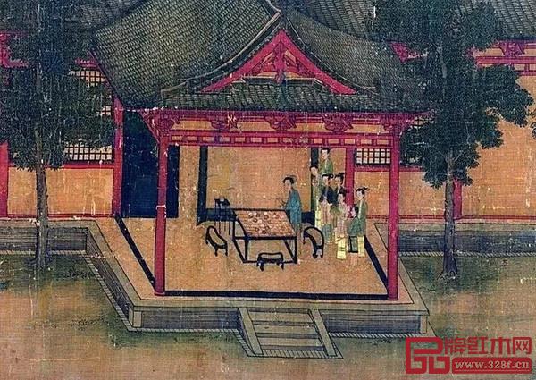 蕭照《中興瑞應圖》中的黑漆棋案 蕭照《中興瑞應圖》中的黑漆棋案