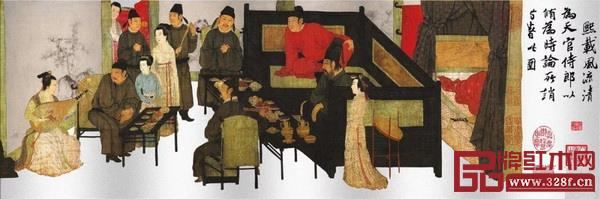《韓熙載夜宴圖》的“聽樂”部分 《韓熙載夜宴圖》的“聽樂”部分