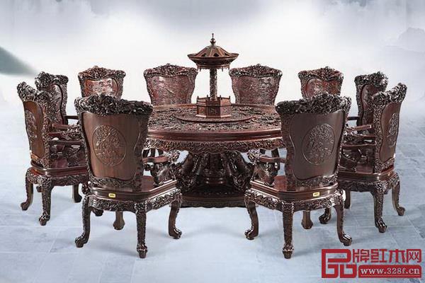 泰和園小葉紫檀百子團圓大餐桌 泰和園小葉紫檀百子團圓大餐桌