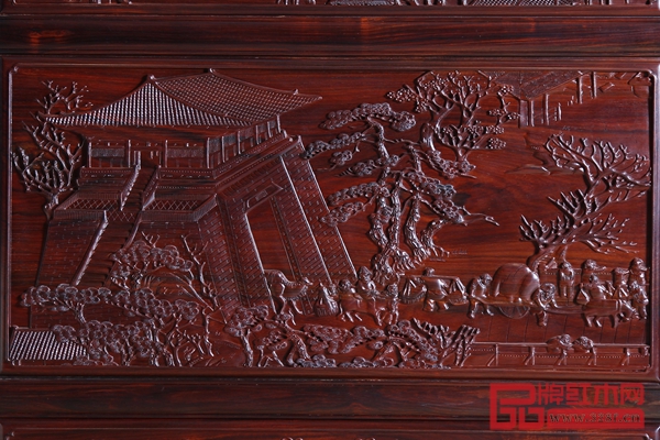 《大紅酸枝·大卷書沙發》（局部）