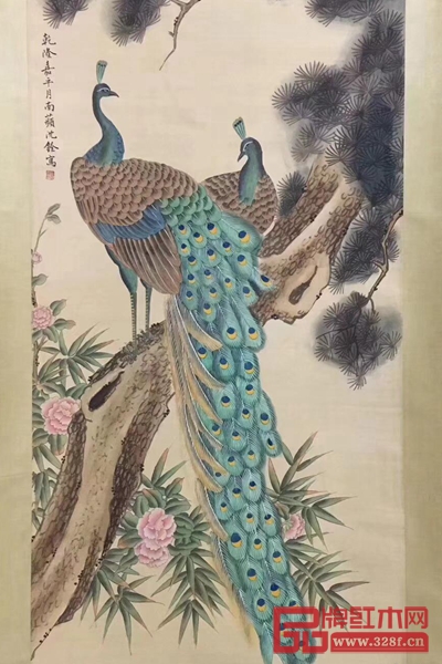 清乾隆 沈銓《孔雀圖》 清乾隆 沈銓《孔雀圖》