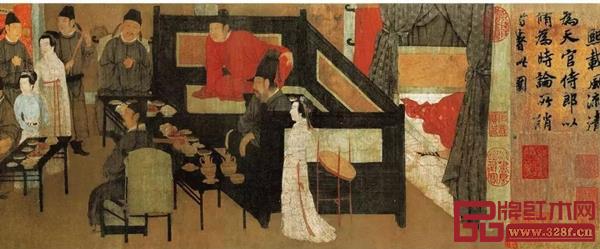 《韓熙載夜宴圖》中的三屏風床榻