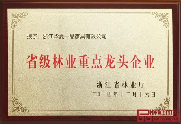 華夏一品當選浙江省林業重點龍頭企業 華夏一品當選浙江省林業重點龍頭企業