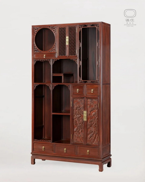 區(qū)氏家具 浮雕多寶柜 酸枝 長:115cm 寬:38cm 高:211cm A Suanzhi Duobao Cabinet 區(qū)氏家具 浮雕多寶柜 酸枝 長:115cm 寬:38cm 高:211cm A Suanzhi Duobao Cabinet