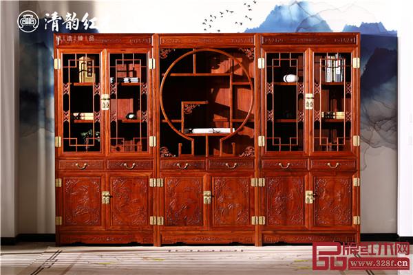 清韻紅木:清式三組合書柜 清韻紅木:清式三組合書柜