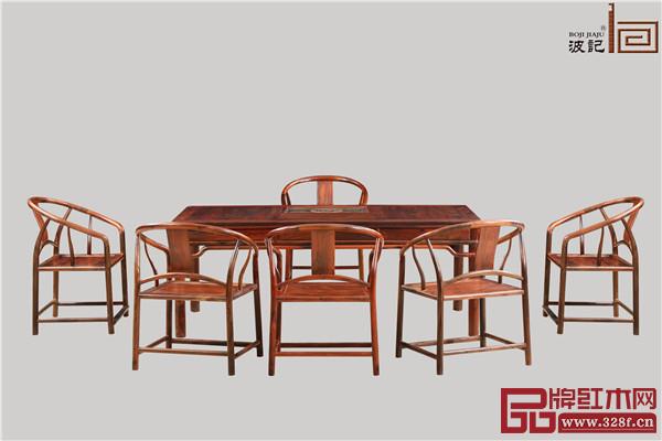 波記家具：2米新明式茶臺7件套
