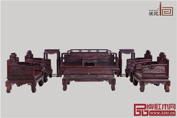 波記家具:雕龍沙發11件套 波記家具:雕龍沙發11件套