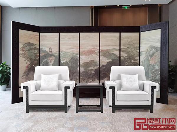 接待沙發和絹畫屏風 接待沙發和絹畫屏風