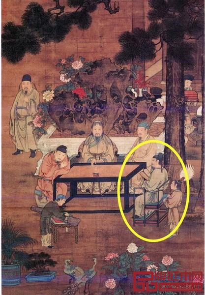 宋代《十八學(xué)士圖》矮靠背的玫瑰椅 宋代《十八學(xué)士圖》矮靠背的玫瑰椅