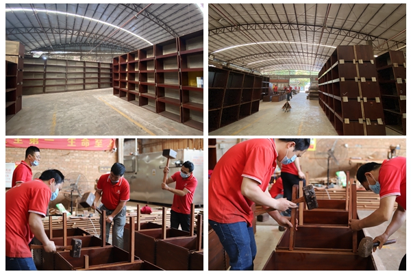 省市領導蒞臨國方家居調研國家版本館-傳世工程木作項目，為其紅木工藝整裝點贊